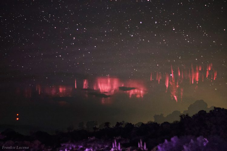 Red Sprites Under a Starry Sky (composite)