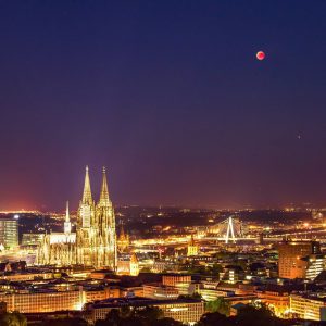 Lunar Eclipse Over Cologne Cathedral