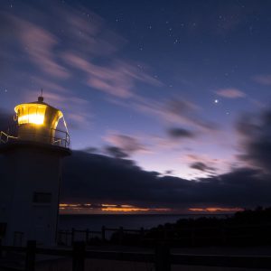 Lighthouse, Planets and Stars at Dusk