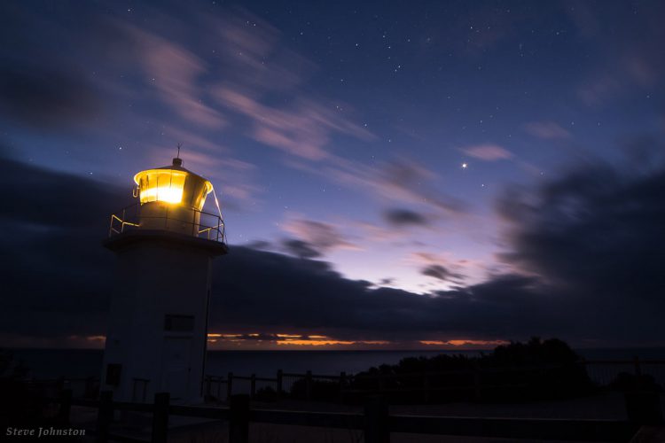 Lighthouse, Planets and Stars at Dusk