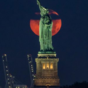 Moonset Behind Lady Liberty