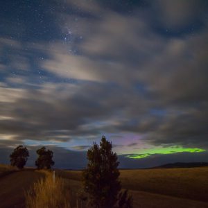 Aurora Australis, Stars, Clouds and Moonlight