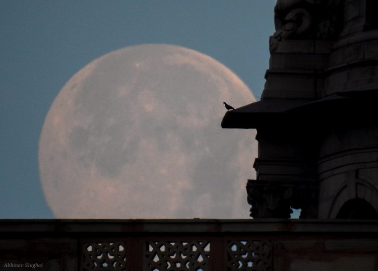 Full Moon Sets Over Delhi