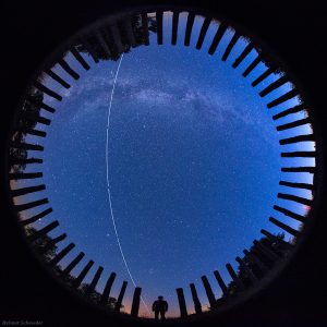 All-Sky ISS Trail above Bronze Age Woodhenge