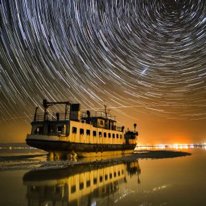 Rotation of Stars Over a Ship