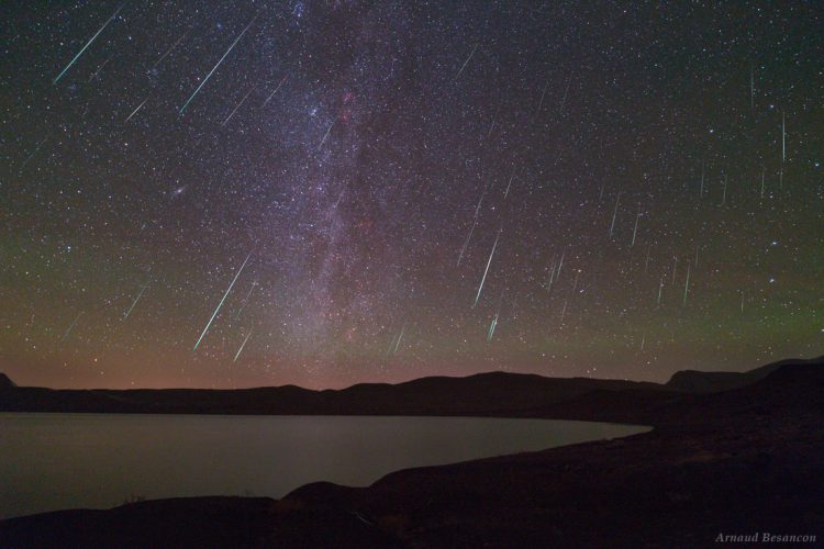 Geminids Over Lake Isly (Photo Composite)