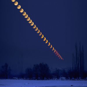 Lunar Eclipse in Snowy Winter