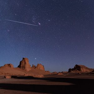Bright Geminid Meteor Over Lut Desert