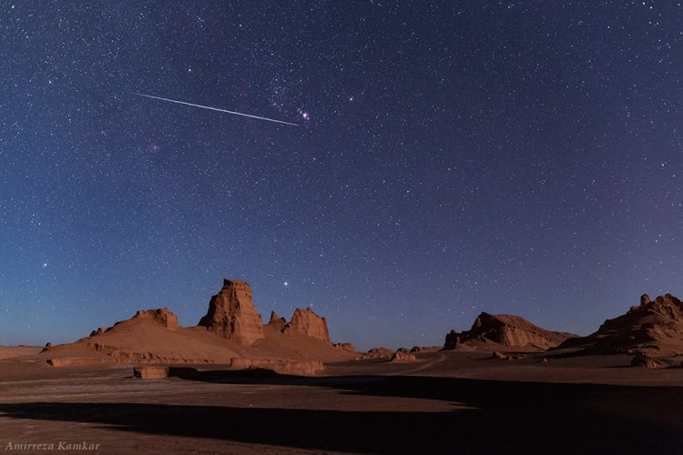 Bright Geminid Meteor Over Lut Desert