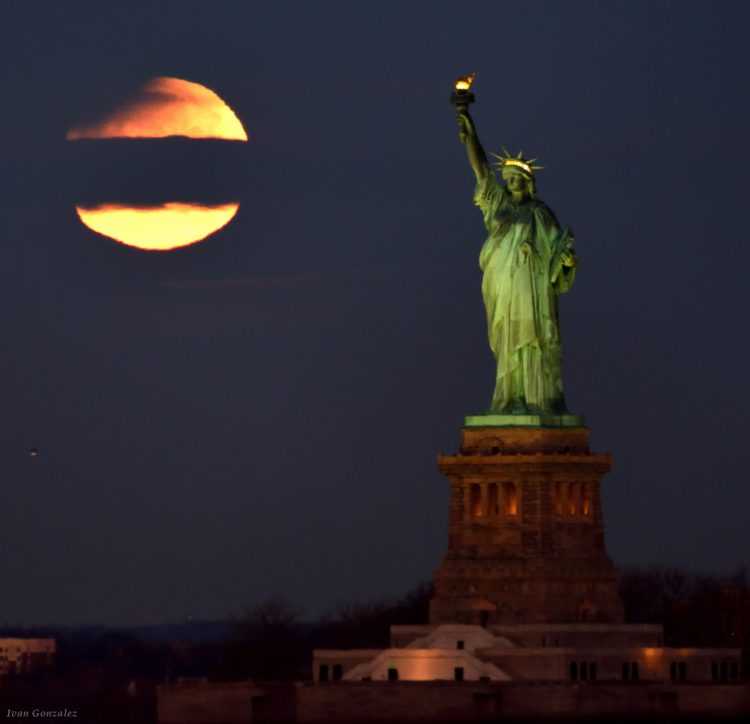 Milky Way Core and Lady Liberty Partial Eclipse