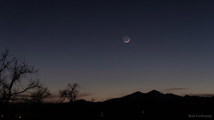 New Moon Setting Over the Northern Rockies