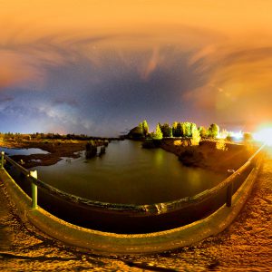 Under the orange dome