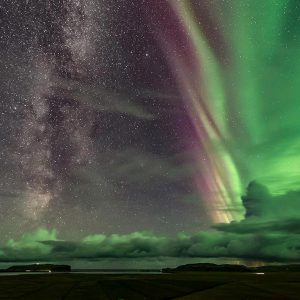 Milky Way and Equinox Aurora