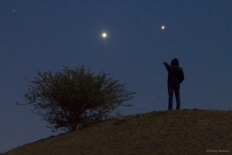 Man Over Conjunction of Venus and Jupiter