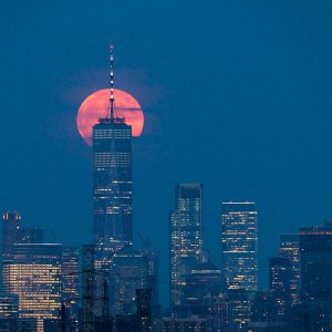 Full Moon Over One World Trade Center