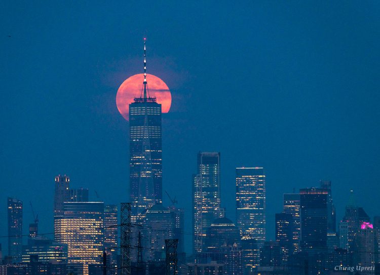 Full Moon Over One World Trade Center