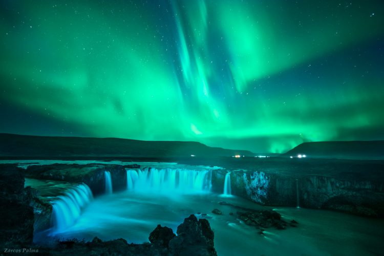 Northern Lights Over the Mighty Godafoss