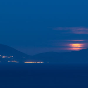 Moon Rising Above Peninsula of Methana