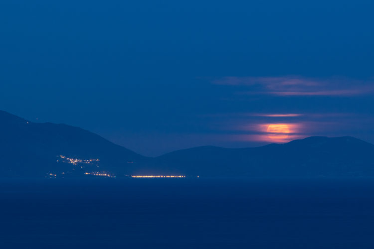 Moon Rising Above Peninsula of Methana