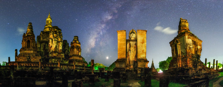 Milky Way and Planets Above Sukhothai