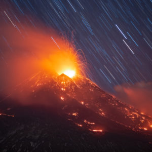 Star Trails Above Mount Etna