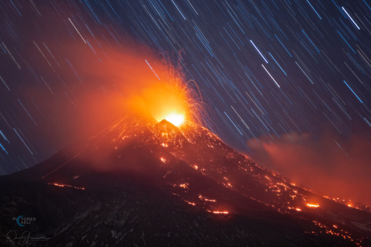 Star Trails Above Mount Etna