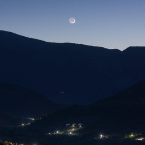 Crescent Moon and Mercury at Dusk