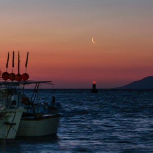 Crescent Moon in the Morning Nautical Twilight
