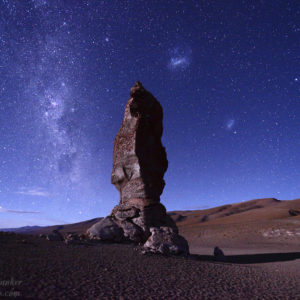 Milky Way and Magellanic Clouds Above Moais de Tara Rock