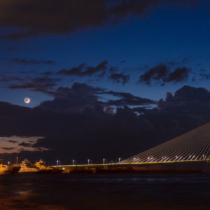 Crescent Moon and Charilaos Trikoupis Bridge