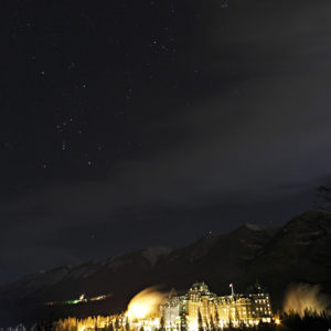 Winter Night at Banff Springs Hotel