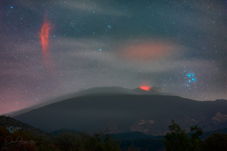 California Nebula, Pleiades, and Mount Etna