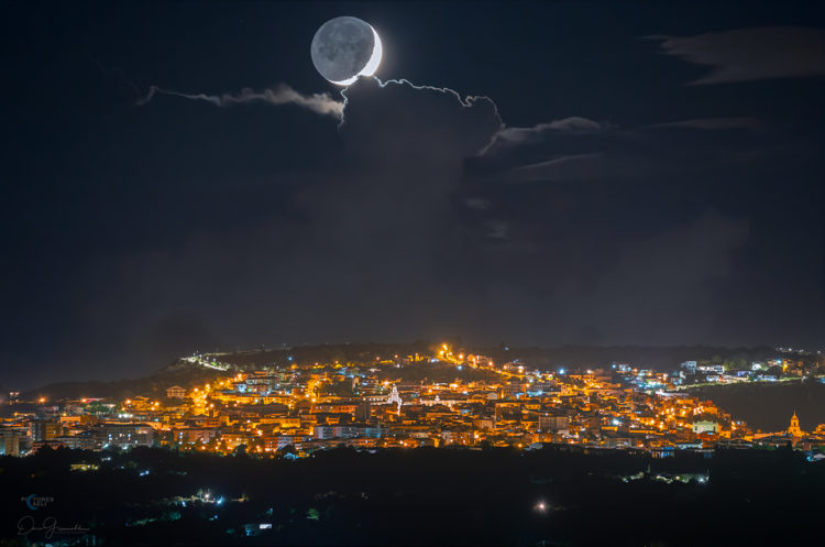 Earthshine Above Palazzolo Acreide