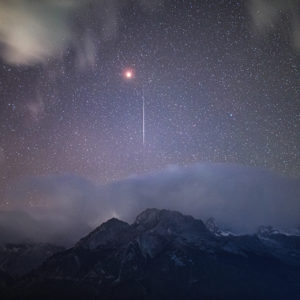 Mars and Meteor Above Jade Dragon Snow Mountain