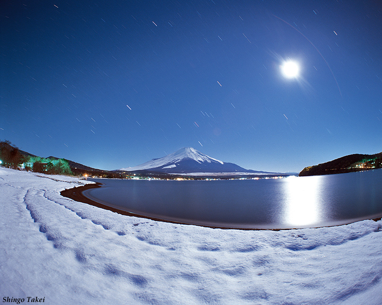 Mount Fuji Under Moonlight