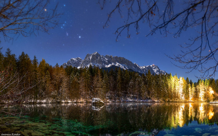 Moonlit Night at Alpine Lake