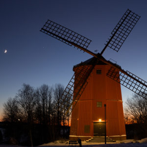 Moon and Jupiter by the Mill