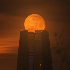 Full Moon Over the Tower of Santiago
