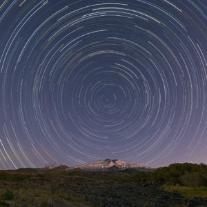 Startrails Over Mount Etna