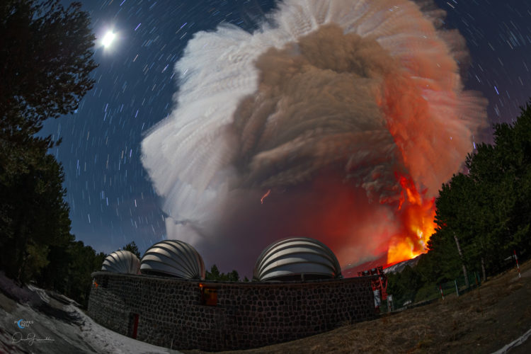 Star Trail and the Eruption Cloud