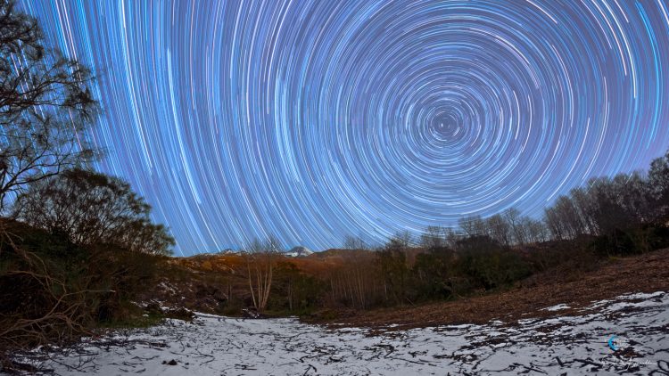 Winter Star Trail Obove Mount Etna