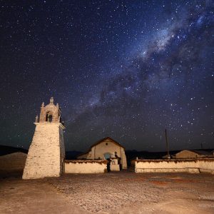 Guallatiri Village Church and Milky Way