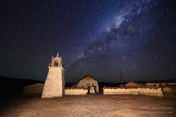 Guallatiri Village Church and Milky Way