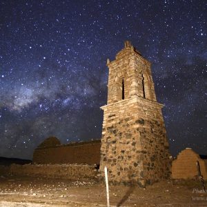 Huacolle Church Tower and Milky Way