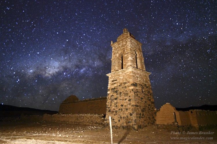 Huacolle Church Tower and Milky Way