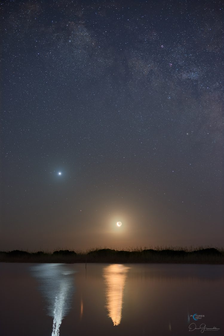 Venus, Mars and Moon with Summer Milky Way