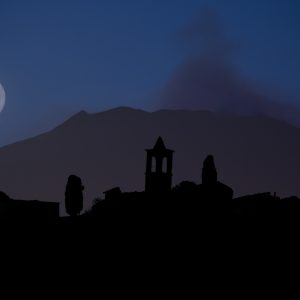 Ashen Moon Above Mount Etna