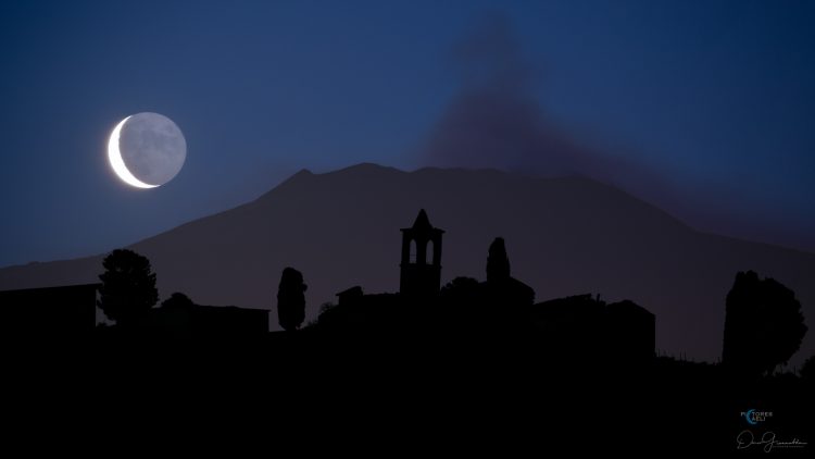 Ashen Moon Above Mount Etna