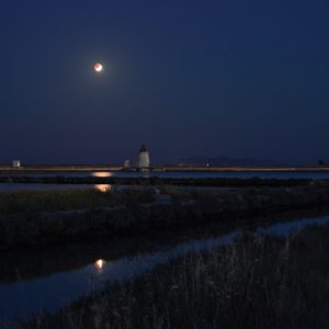 Double Lunar Eclipse Above the Salt Ponds