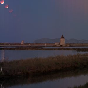 Double Lunar Eclipse Above the Salt Ponds